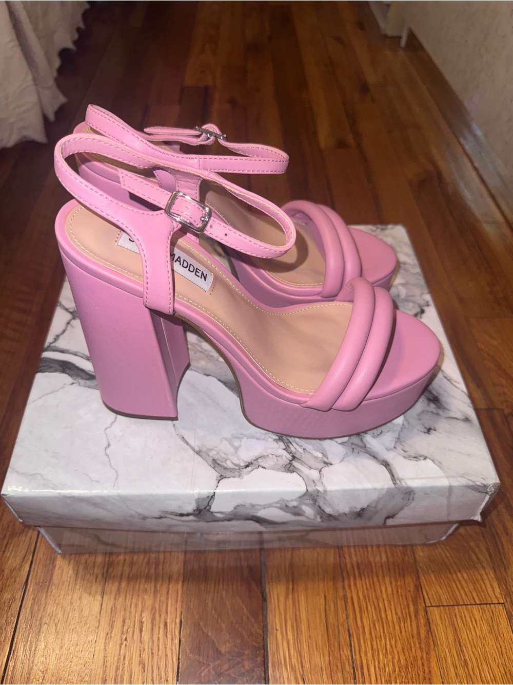 Steve Madden Bubblegum Pink Platform Ankle Strap Sandals
